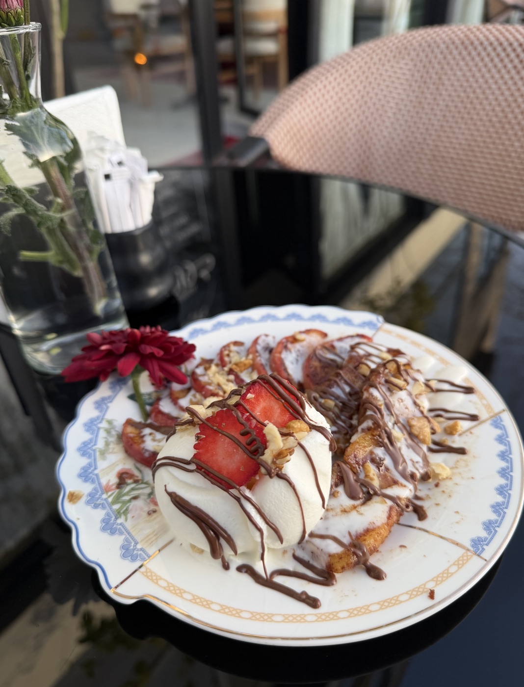 Fried Fruit and Ice Cream Platter
