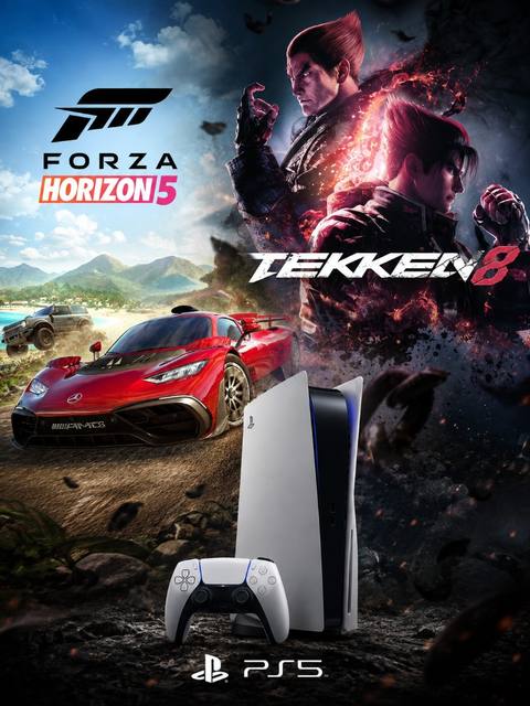 PlayStation 5 with Forza Horizon 5 and Tekken 8 at Kurdila private room
